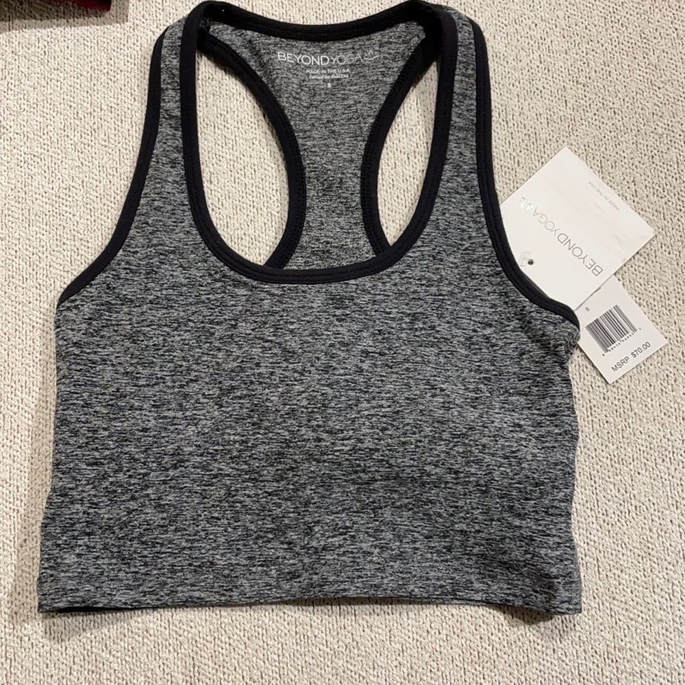 NWT Beyond Yoga Spacedye Small Grey Sports Bra